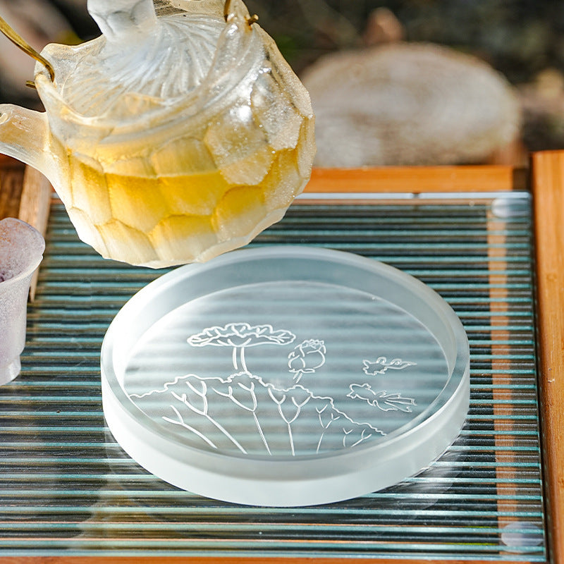 古法琉璃円形金魚戯蓮葉  花骨朵壺