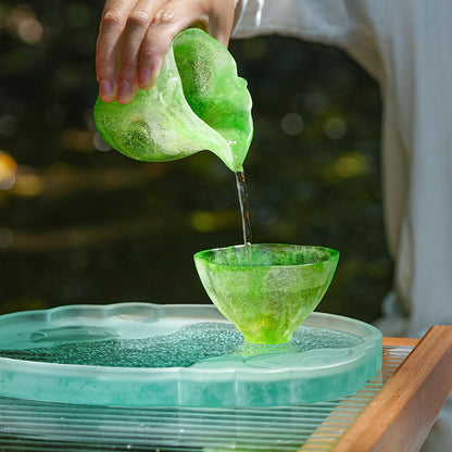 古法瑠璃   粉焼き瑠璃  芙蓉花口酒杯