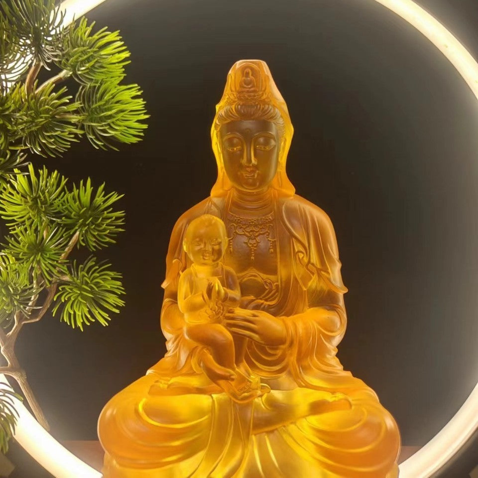 琉璃の送子観音像