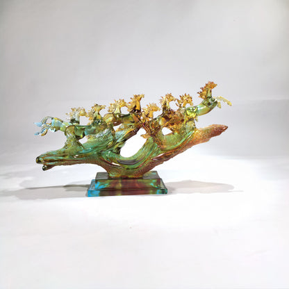 非遺伝統技法ガラス馬置物    八駿雄風ガラス芸術品