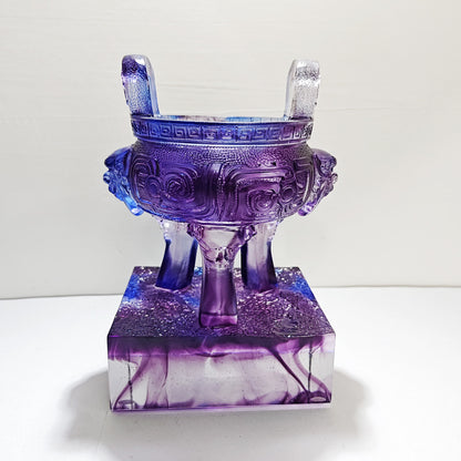 瑠璃鼎工芸品置物彩色瑠璃礼品賞杯