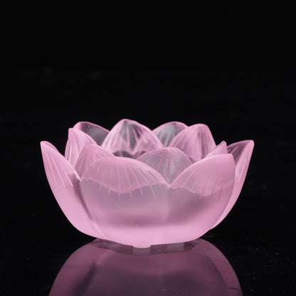 七彩琉璃の蓮花形油灯台  長明灯ろうそく台