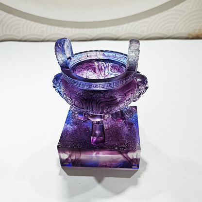 瑠璃鼎工芸品置物彩色瑠璃礼品賞杯