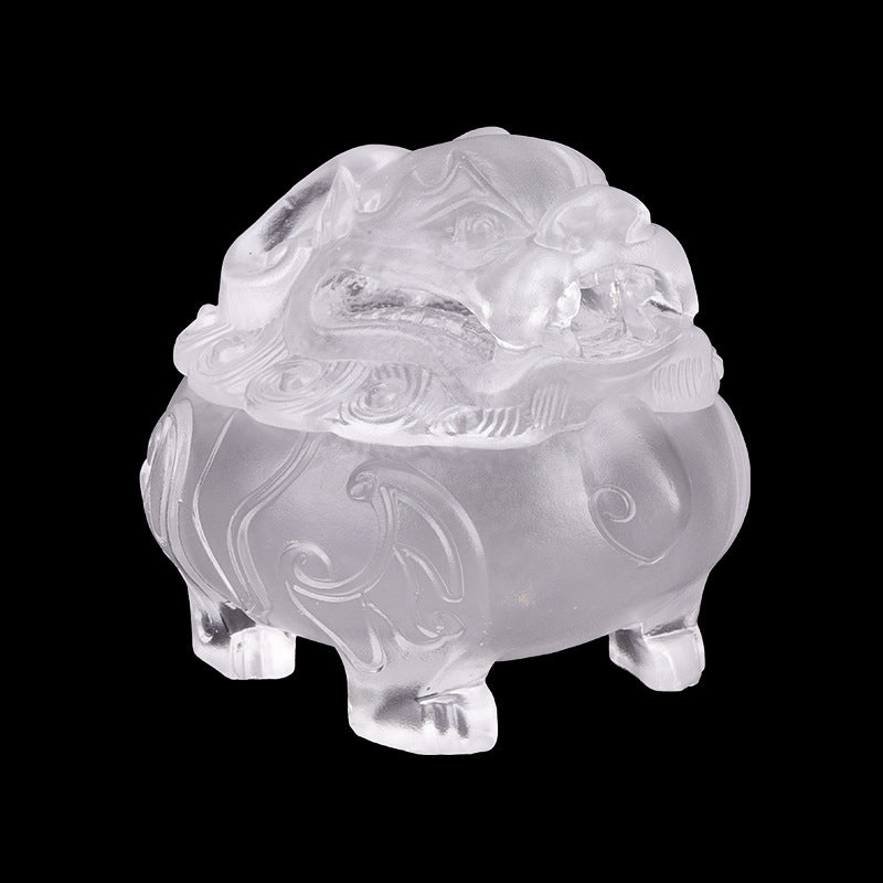 古法脱蜡琉璃の狻猊神獣置物