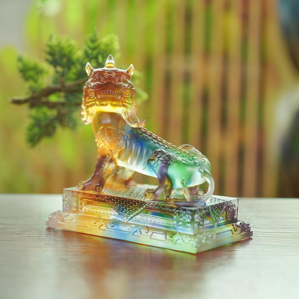 琉璃谛听の置物・九華山地蔵王の乗り獣・縁起物・インインテリア飾り・オフィス開業祝いギフト・工芸品