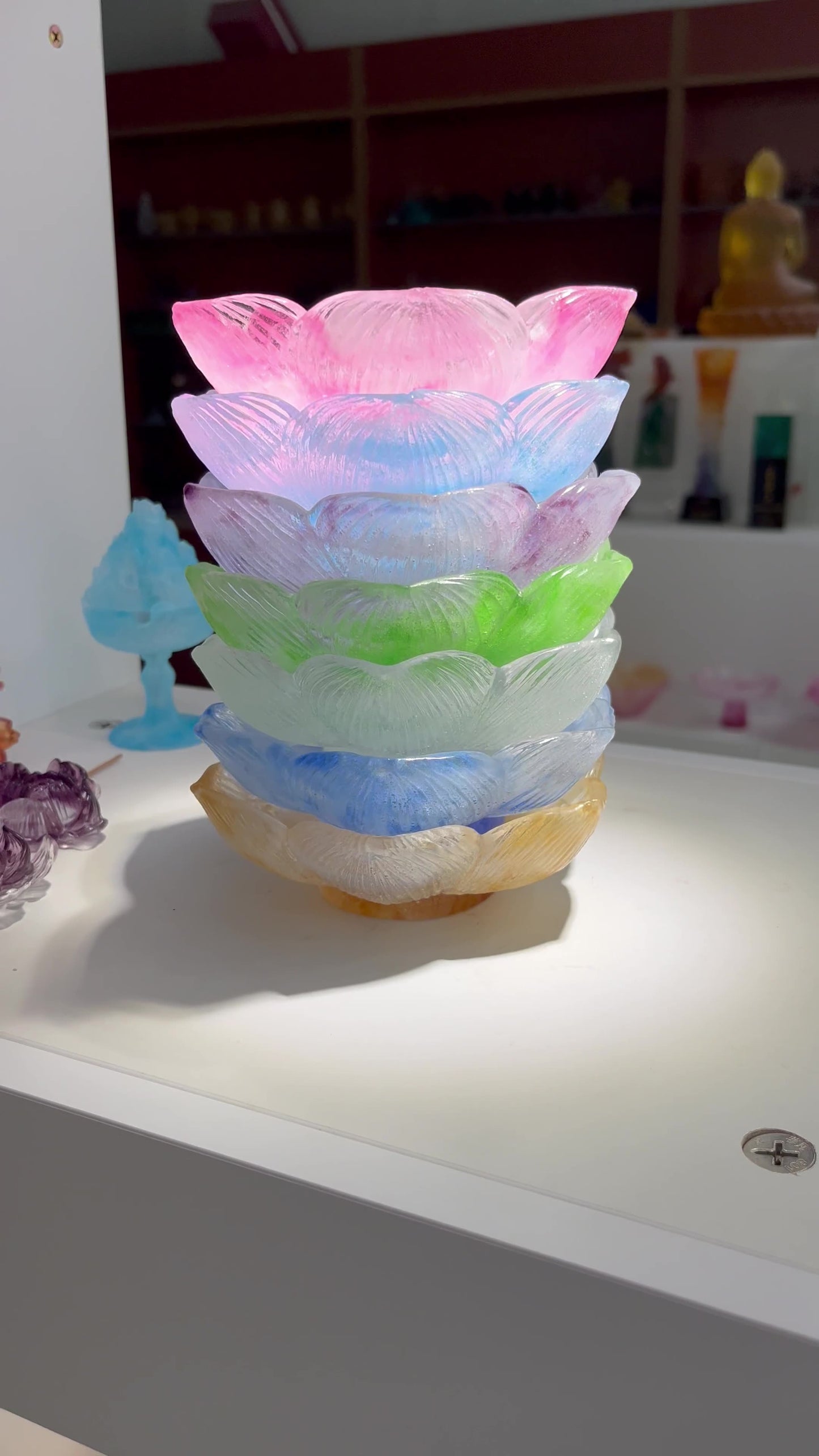 古法琉璃  粉焼き蓮花 蓮実ろうそく台