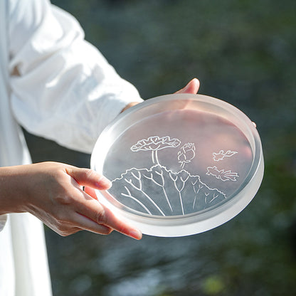 古法琉璃円形金魚戯蓮葉  花骨朵壺