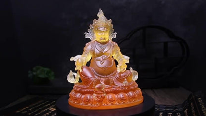 瑠璃黄財神仏像