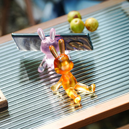 古法瑠璃の可愛いウサギのスマホ置物型スタンド