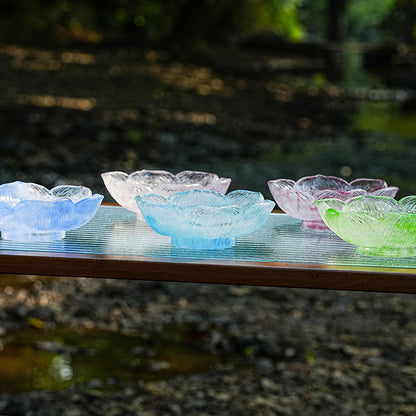 古法琉璃  粉焼き蓮花 蓮実ろうそく台