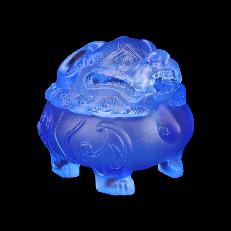 古法脱蜡琉璃の狻猊神獣置物