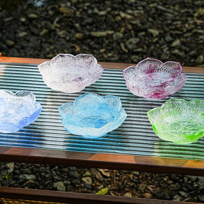 古法琉璃  粉焼き蓮花 蓮実ろうそく台