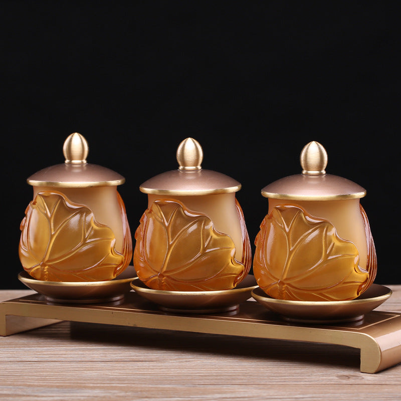 古法琉璃三联杯