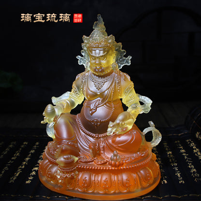 瑠璃黄財神仏像