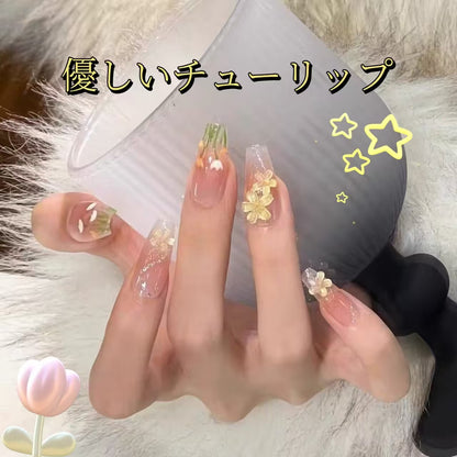 春のチューリップの優しく優雅な立体手描き長いはしごを作り