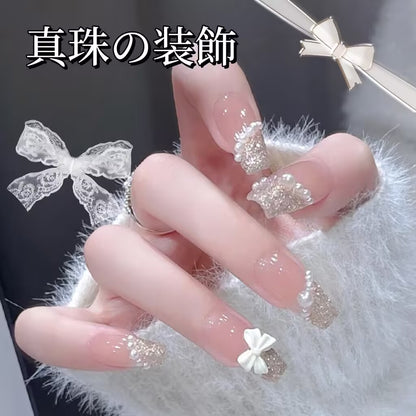 夏の小清新な気質の優しいリボン真珠の装飾きらきら光るダイヤの台形の甲を身に着け