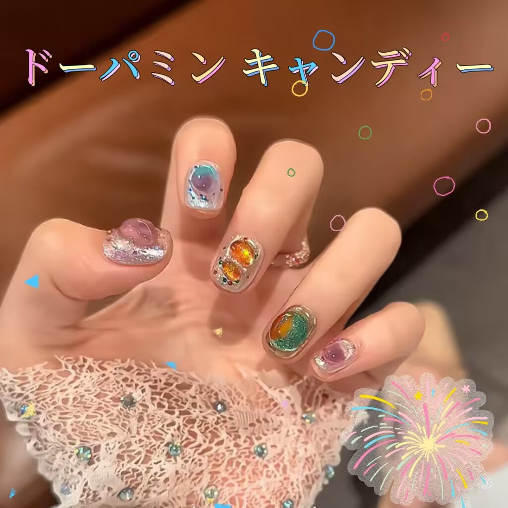 夢幻ドーパミンの漫画のかわいい多彩な泡遊び心遊び心キャンディーの色の短い方円を身に着け