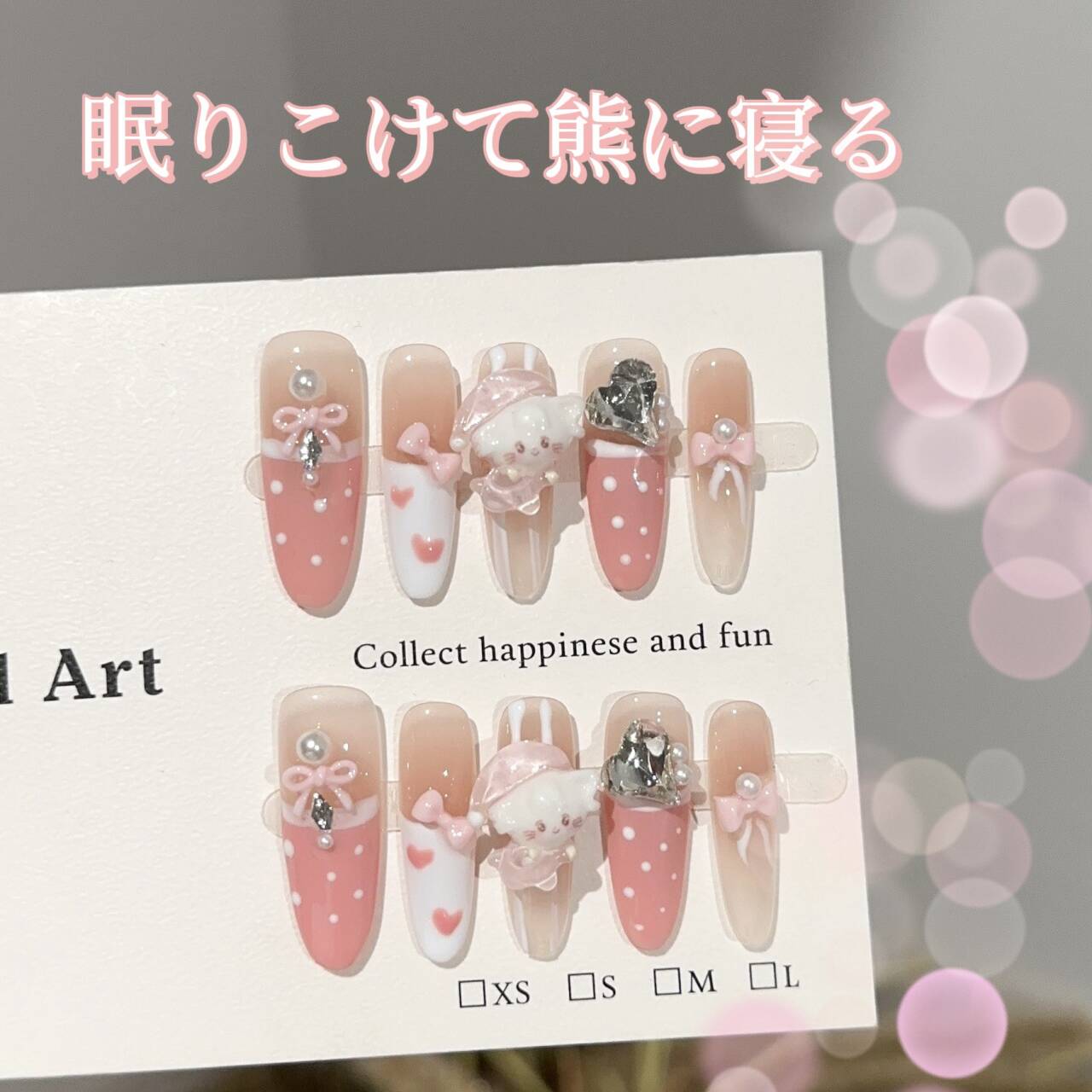 純手制の深い眠り小熊のリボンダイヤモンド装飾の手描きの波点甘くてかわいいユニークな目新しいピンクの楕円を身に着け