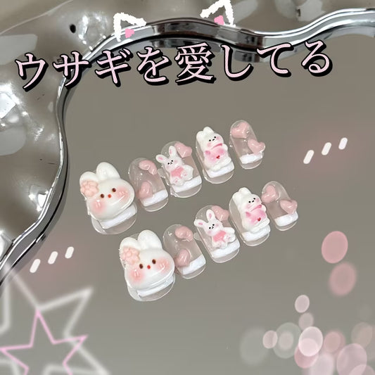 愛のウサギのかわいいキャラクターの立体装飾デザインの目新しいフランスのピンクの愛の短い方は甲を着け