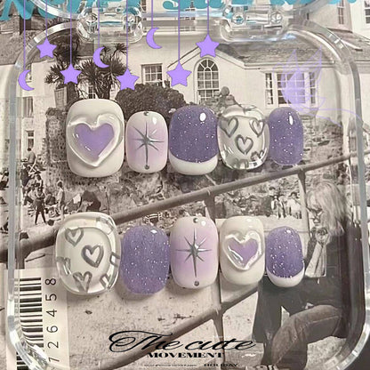 芋泥波波手画落書き紫の味が優しく見えます白短方円甲を身に着け