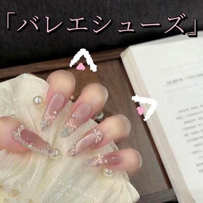 【バレエシューズ】蝶ネクタイ真珠装飾キャッツアイ爆閃砕砕ダイヤ優しい甘さ別格長楕円着用甲