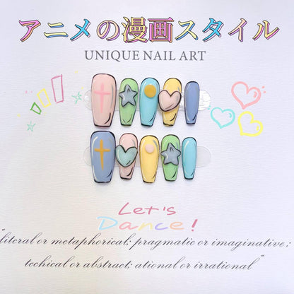 手で描いてドーパミンを握って立体愛の漫画の風格の長い台形の甲を着け