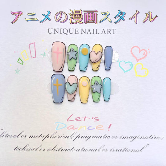 手で描いてドーパミンを握って立体愛の漫画の風格の長い台形の甲を着け