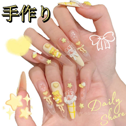 バター小熊の城のかわいいスカートの裾の星のリボン飾り手作りの甲をつけ