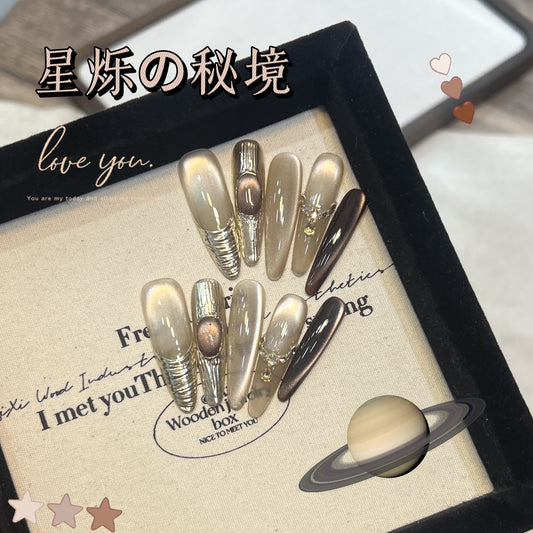 【星スラ秘境】ka色偏光猫眼手作ジルコン装飾星スラ廃土風格細長穿甲