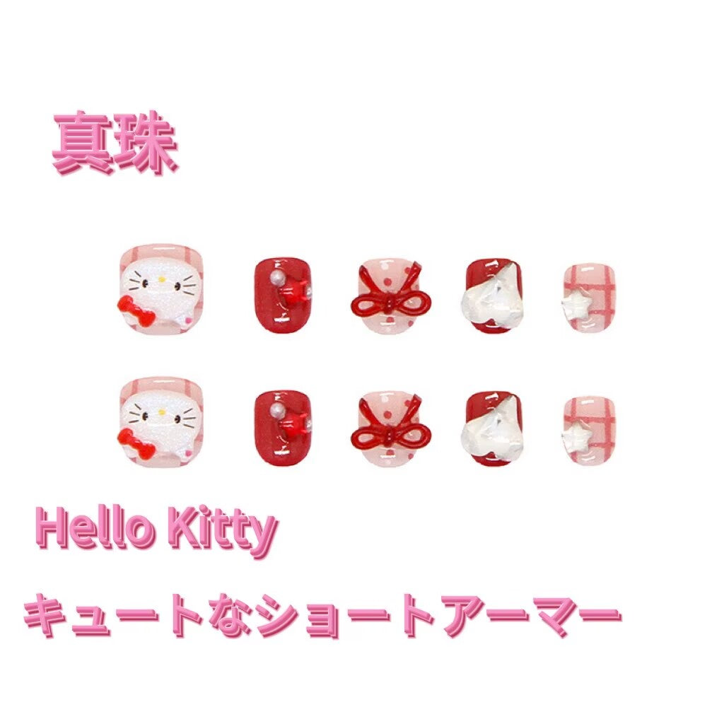Hello Kitty ドット柄が可愛い 爆閃ハート星パールダイヤモンド 甘いマニキュア